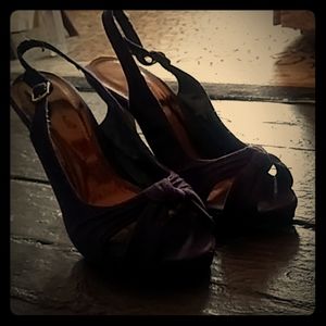 Aubergine Suede Slingback Heels